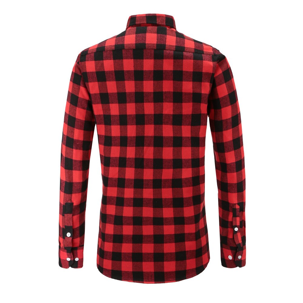Men Flannel Red Black Plaid Shirt Cotton Autumn Casual Long Sleeve Shirt Soft Comfort Slim Fit Styles Brand Man Clothes
