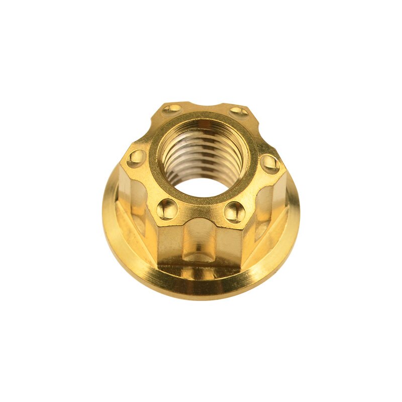 Wanyifa-tuercas de titanio Ti M6 M8 M10, tornillos de tuerca con reborde para accesorios de bicicleta: M6 1.0mm Gold