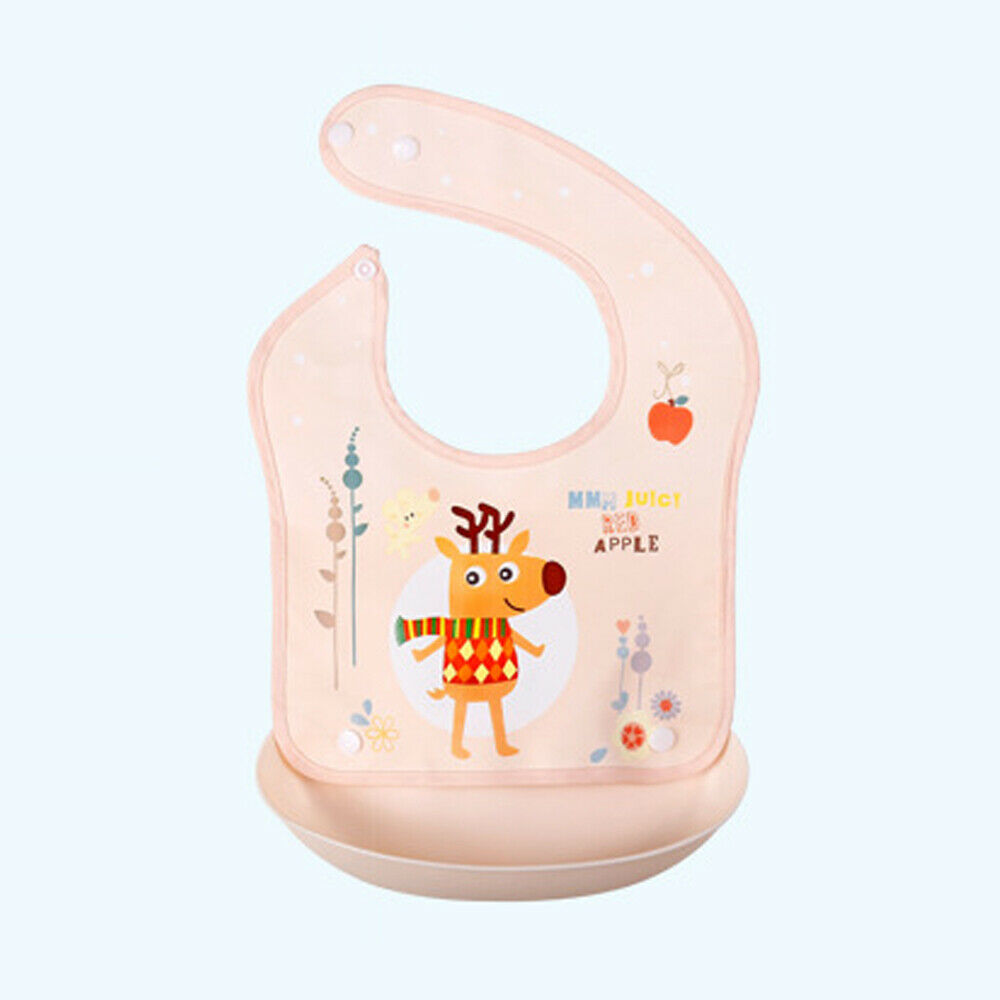 Kleinkind Baby Wasserdichte Silikon Lätzchen Cartoon Tier Waschbar Roll Up Crumb Catcher Fütterung Essen Schürzen Infant Baby Lätzchen: Beige