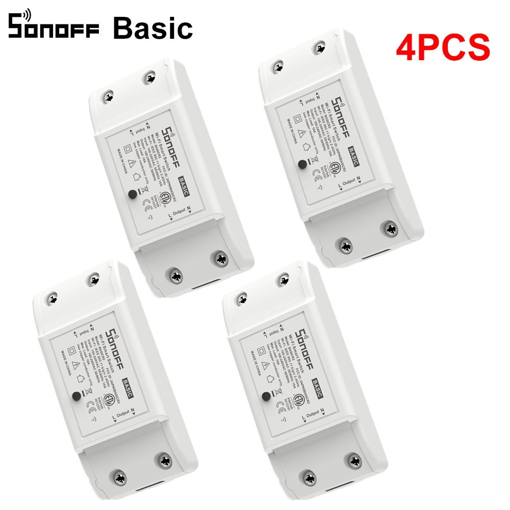 Itead SONOFF di base R2 modulo interruttore Wifi accorto casa Timer interruttore luce interruttore universale fai-da-te funziona con Alexa Google casa: 4pezzi Basic R2