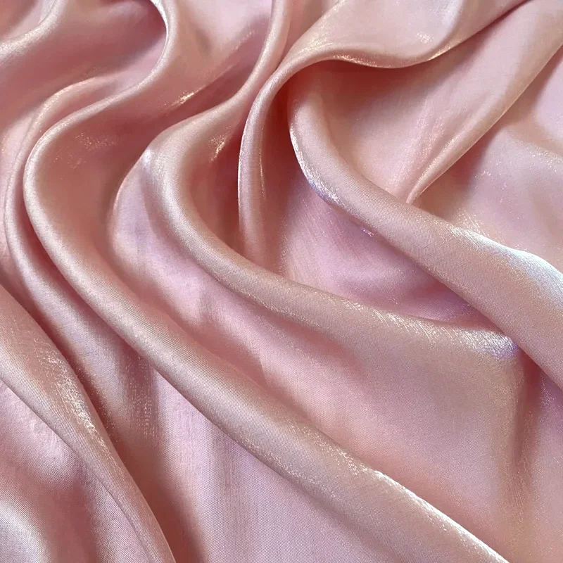 Tela de satén sedoso de cristal, tela iridiscente con purpurina, material de vestir brillante, tela de ropa brillante: XL / Rosa
