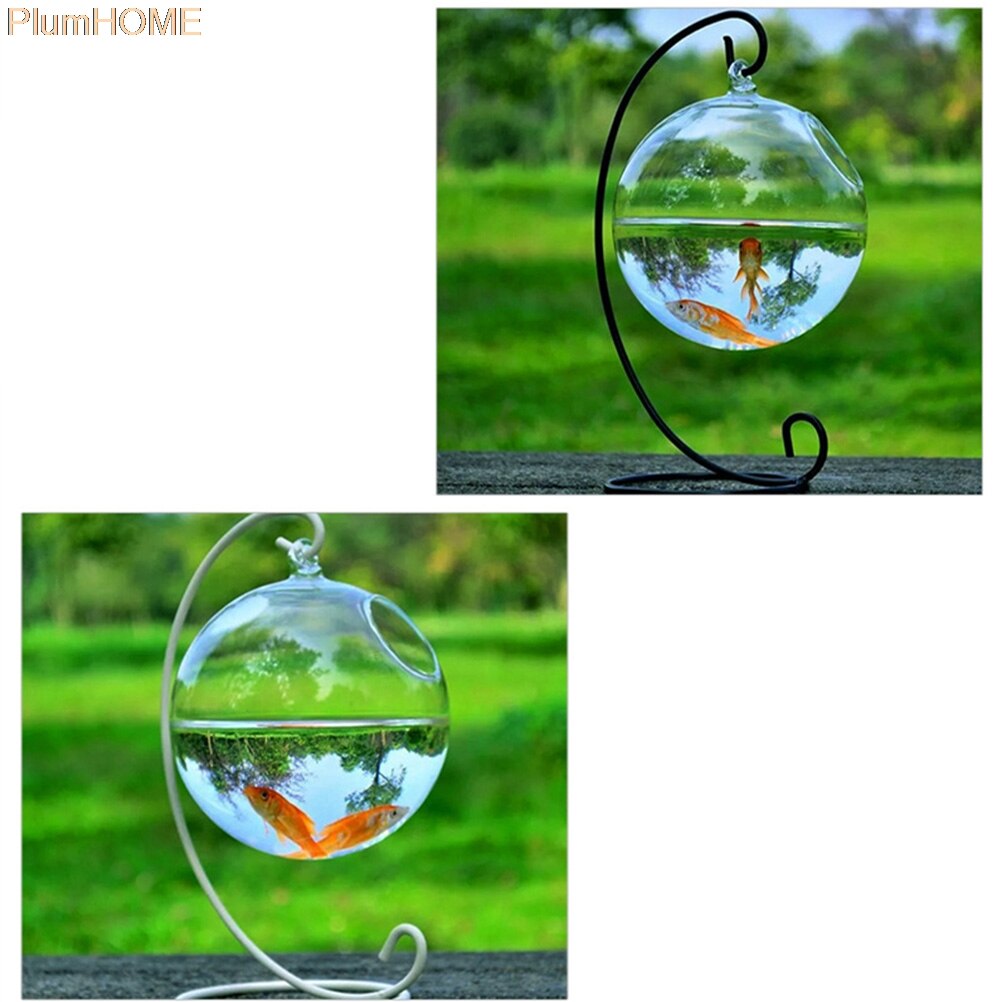 Aquarium en verre suspendu de forme ronde 12cm, bocal à poissons, Vase à fleurs, boule transparente, fait à la main✖12cm