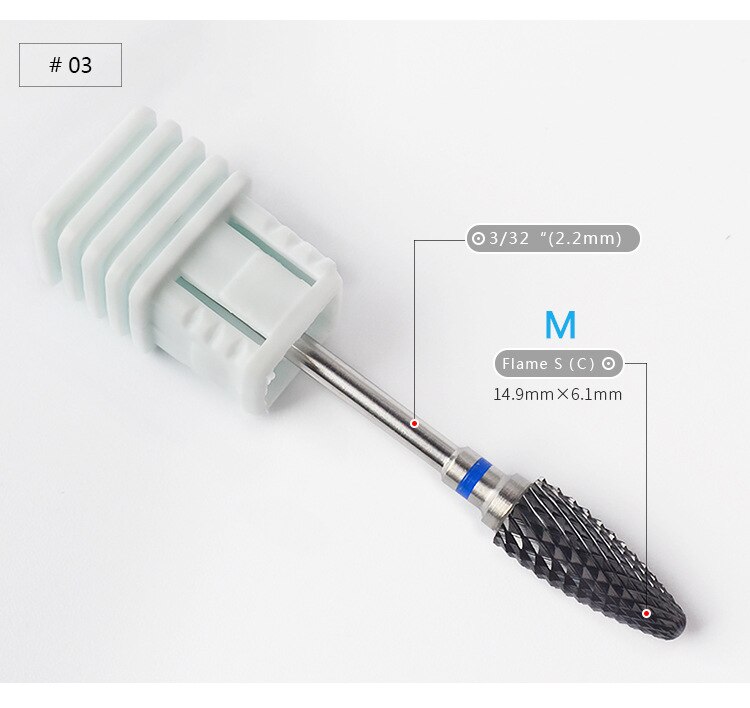 Sorte keramik neglebor grater nano coating negle bor bits til manicure negle bor tilbehør negle fræser: M