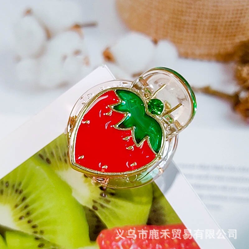 Pinza de agarre para fruta bonita, horquillas de sandía, fresa, limón, adorno de pelo para niños, flequillo lateral: Strawberry