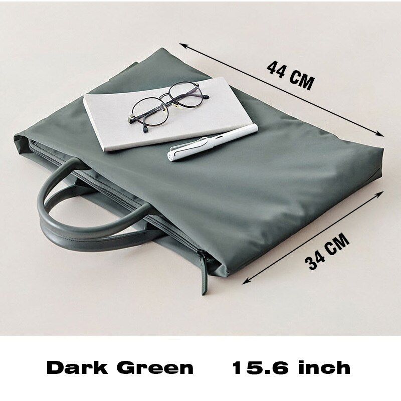 Woman Tote Sac Briefcase Bags Waterproof Laptop Bag Notebook Handbags 13 14 15 Inch Women Men Document Business Handbag: Dark Green 15 6 inch