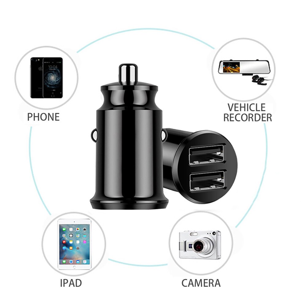 2 Port USB Car Charger For Mobile Phone Tablet GPS 4.8A Fast Charger Mini Car-Chargers Dual USB Car Phone Charger Adapter in Car