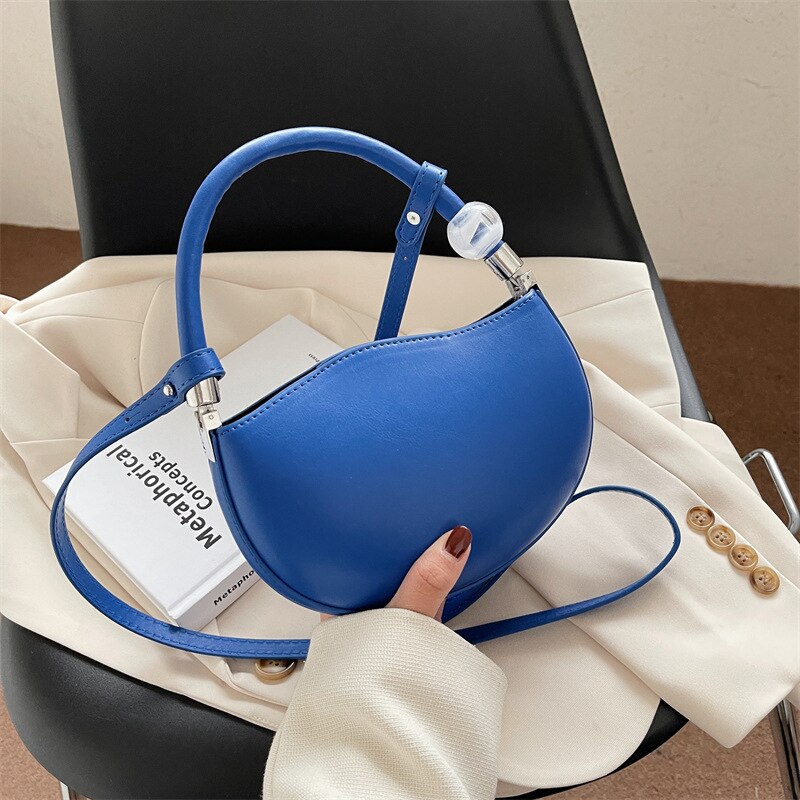 Small Fresh Net Red Shoulder Bag Handbag Klein Blue Messenger Bag Solid Color Wild Pea Bag 2022 Korean Shell Bag