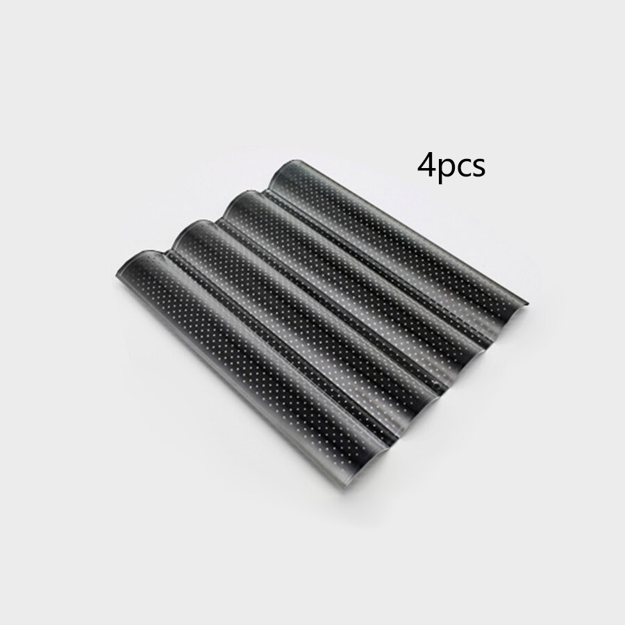 2/3/4pcs Non-Stick Bread Pans Baking utensils Tray Pastry Tools Loaf Baguette Mold Loaves Baking Tray Baguette Pan Bakeware: Black-4