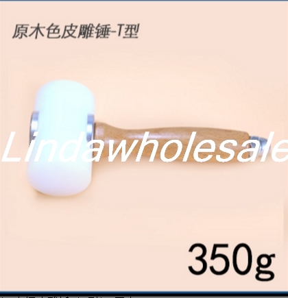 DIY handmade leather craft hammer printing tool nylon hammer with wooden handle: Dark Khaki