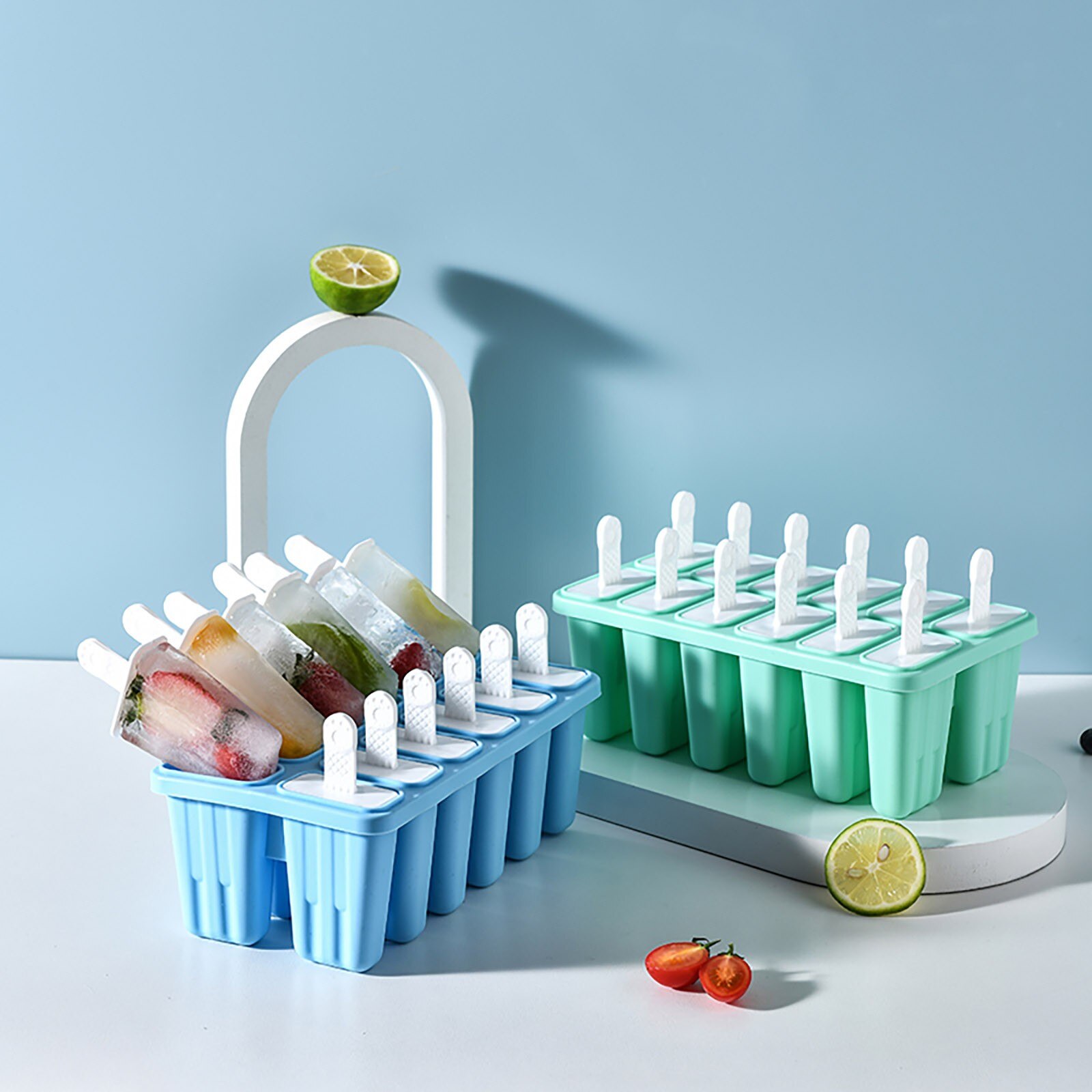 Popsicle Molds 12 Pieces Silicone Ice Molds Tray Mold Reusable Easy Ice Maker Release Ice Cube Maker Ice Cream Mold DIY