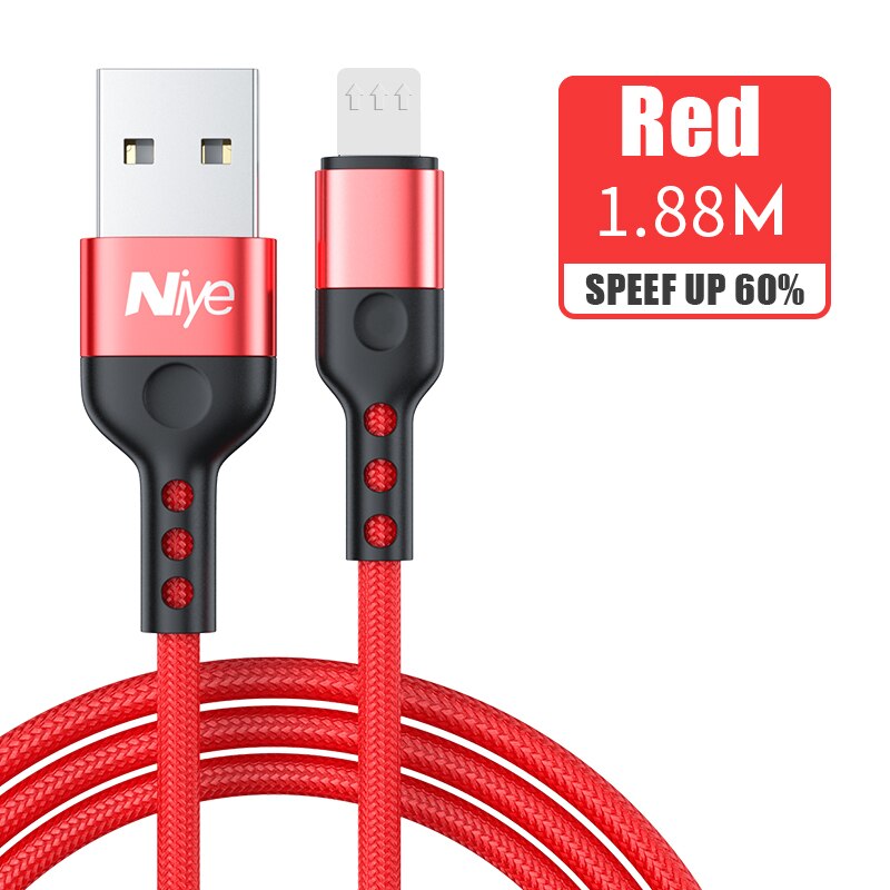 Daten USB Kabel für iPhone 8 11 Profi Max Schnelle Ladegerät Draht Kabel Für iPhone X XR XS SE 6 6S 7 Plus praktisch Kabel Zubehör: 1.88M rot