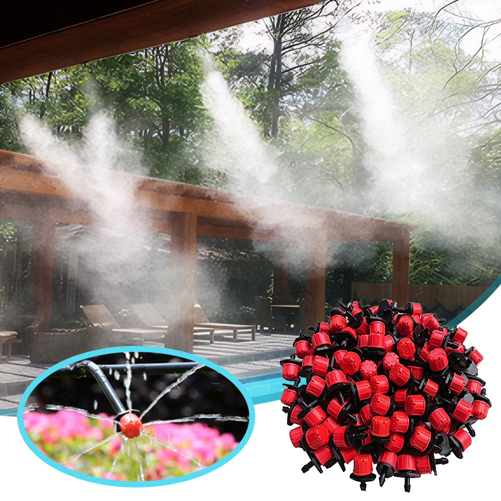 500-100 Uds. Gocciones de riego ajustables de 1/4 pulgadas, aspersores giratorios, microaspersores de riego por goteo para balcón, invernadero