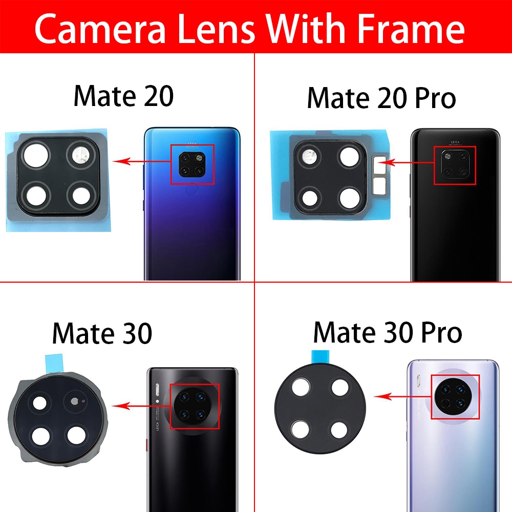 Achteruitrijcamera Glas Lens Back Camera Glass Cover Voor Huawei Mate 20 30 Pro Met Frame