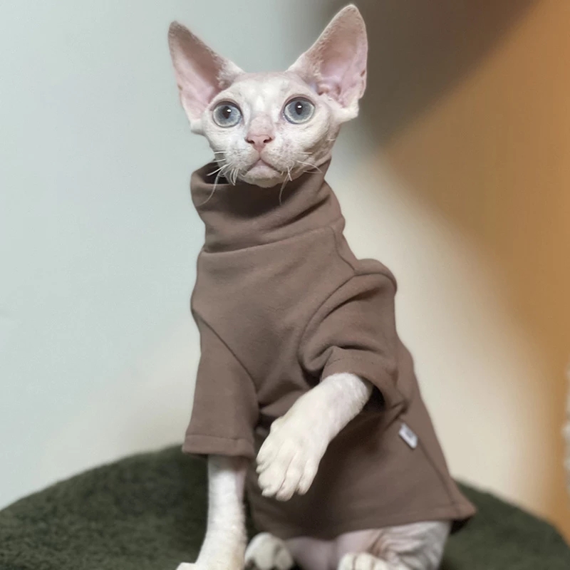 STOCK CLEAN Sphynx Cat Clothes Thick Baby Soft Cotton Hairless Cat Clothes Kitten Clothes for Cornish,Devon, Peterbald, KnnisCat