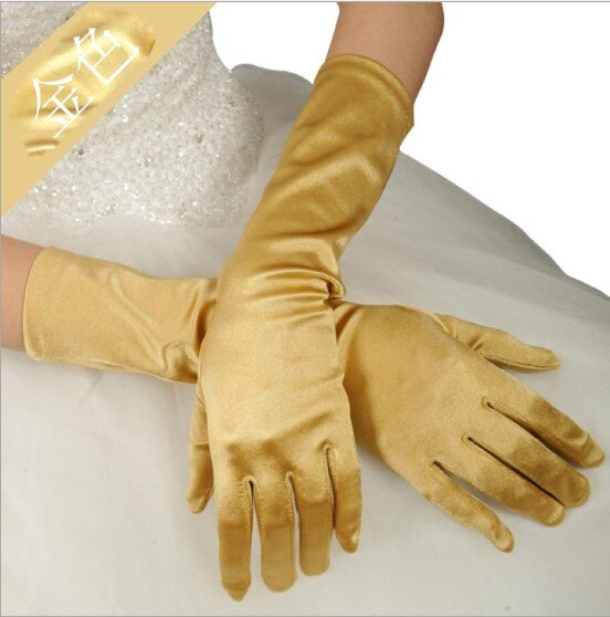 10 Stk/partij 20 Kleur 38Cmwomen Dame Dansen Prestaties Lange Paarse Handschoenen Mode Avondfeest Handschoen: Goud