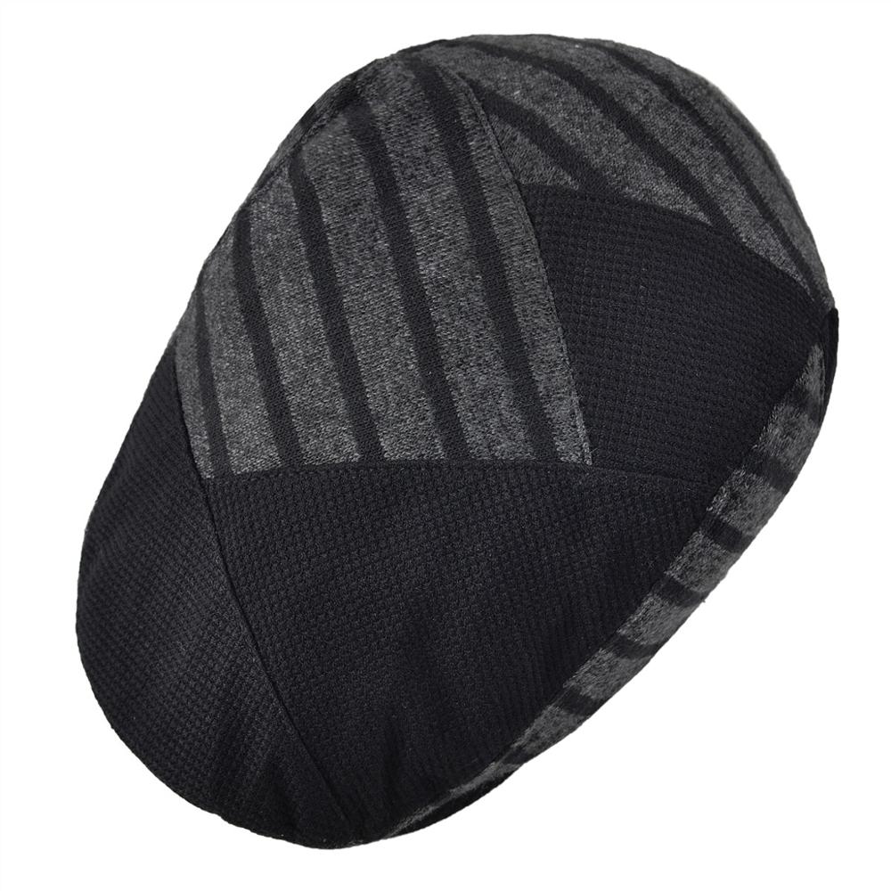 VOBOOM Golf Cap Men Fall Winter Adjustable Cabbies Dark Gray Newsboy Caps Ivy Flat Hat Warm Headpiece 057