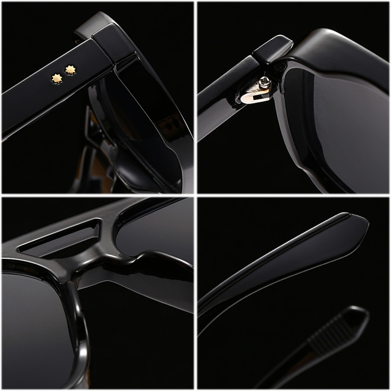 SO & EI, gafas de sol cuadradas de doble puente a la para mujer, remaches Retro, tonos de té azul UV400, gafas de sol con gradiente para exteriores para hombre