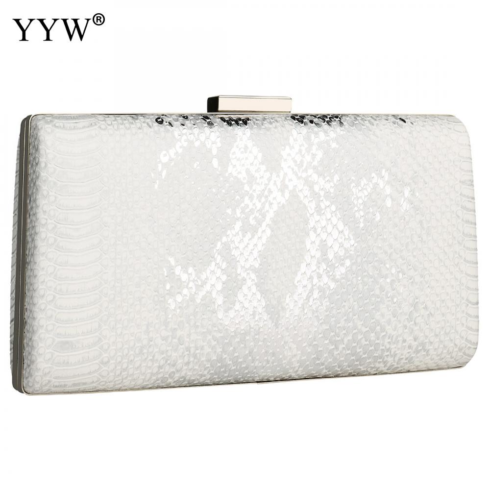 Snake Pattern Clutch Evening Bag Vintage Long Purse Night Clutch And Purse Party Prom Wallets With Sling Crossbody Shoulder Bag: silver