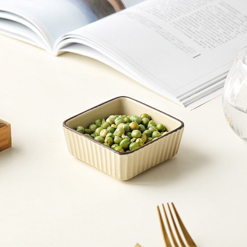 Muzity Keramische Vierkante Kommen Saus Schotel Porselein Dessert Snack Platen Met Bamboe Lade Kerstcadeau