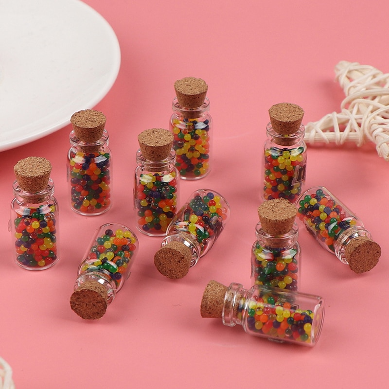 10Pcs 1/12 Dollhouse Miniature Accessories Mini Resin Candy Jar Simulation Candy Bottle Model Furniture Toy for Doll House Decor