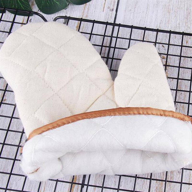 2 piezas de tela de algodón blanco guantes resistentes al calor cocina horno manopla utensilios de cocina para restaurante casero