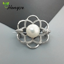 Hongye Aushöhlen Floral Brosche Pins für Mädchen Silber 925 Mantel Zubehör Feine Jewel Natürliche Perle Brosche Kostenloser