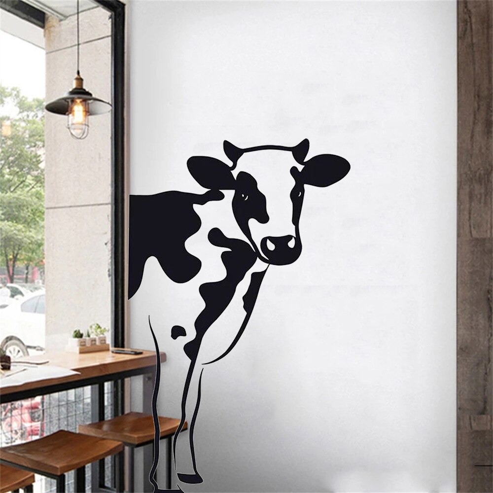 Dier Koe Muur Decor Voor Keuken Vinyl Home Decor Boerderij Zuivel Sticker Verwijderbare Interieur Decoratie Muurschildering Behang