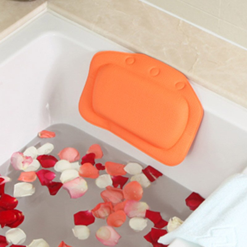 4 farver badeværelsestilbehør vandtæt badekar spabadpude med sugekopper nakkestøtte til hjem og havepuder: Orange
