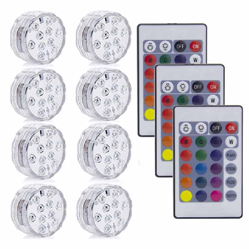 IP68 Waterdicht Zwembad Licht Rgb Led Kleurrijke Onderwater Verlichting Vijver Dompelpompen Lamp Voor Bruiloft Feest: 3 Remote 8 Light