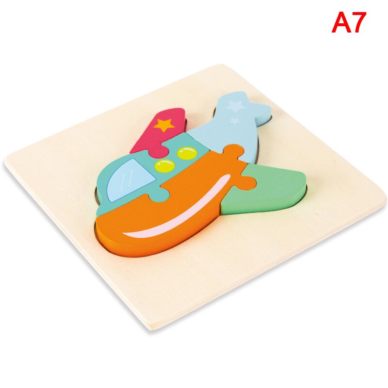 Baby 3D Wooden Puzzle Educational Toys Kids Cartoon Animal Intelligence Puzzles: A7