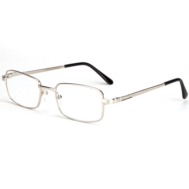 Real Glass Lens Reading Glasses Men Women Square Full Frame Presbyopic Glasses Anti-Scratch Diopter Eyewear +1.5 2.0 2.5: +250 / Silver