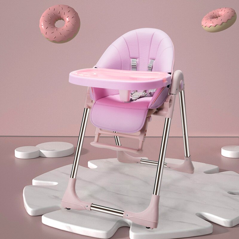Baby højstol til fodring multifunktionelle baby børn høj stole sikkerhed spædbarn spise foderstol til: Lyserød