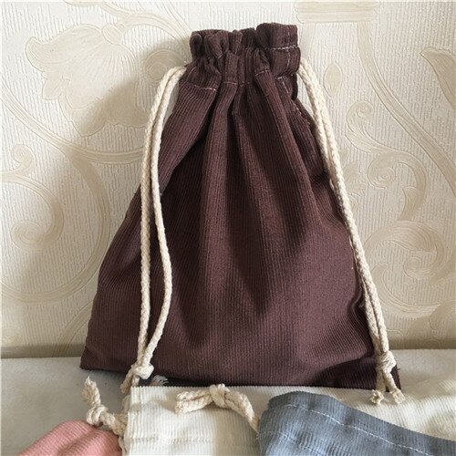 YILE 1pc Drawstring Corduroy Organizer Bag Phone Key Coin Party Bag 4 Colors to Choose N8502-7: Coffee