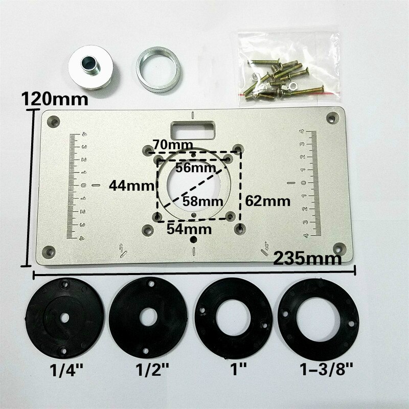 1 Stk/set 700C Aluminium Plaat 4 Stuks Insert Ringen Hout Router Tafel Voor Houtbewerking Trimmers Routers Diy Engrving Machine: B
