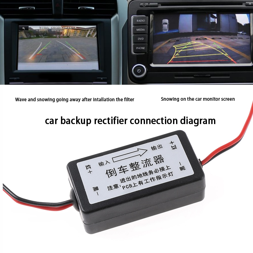 12v dc effektrelæ kondensator filter ensretter til bil bagfra backup kamera auto bil eliminere interferens stik
