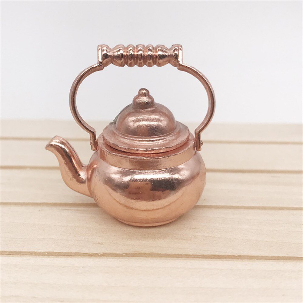 Retro Kettle Pot Open Lid Dollhouse Miniature Re-ment 1:12 Scale Fairy Home Kids Pretend Play DIY Doll House Decor Kids Toys