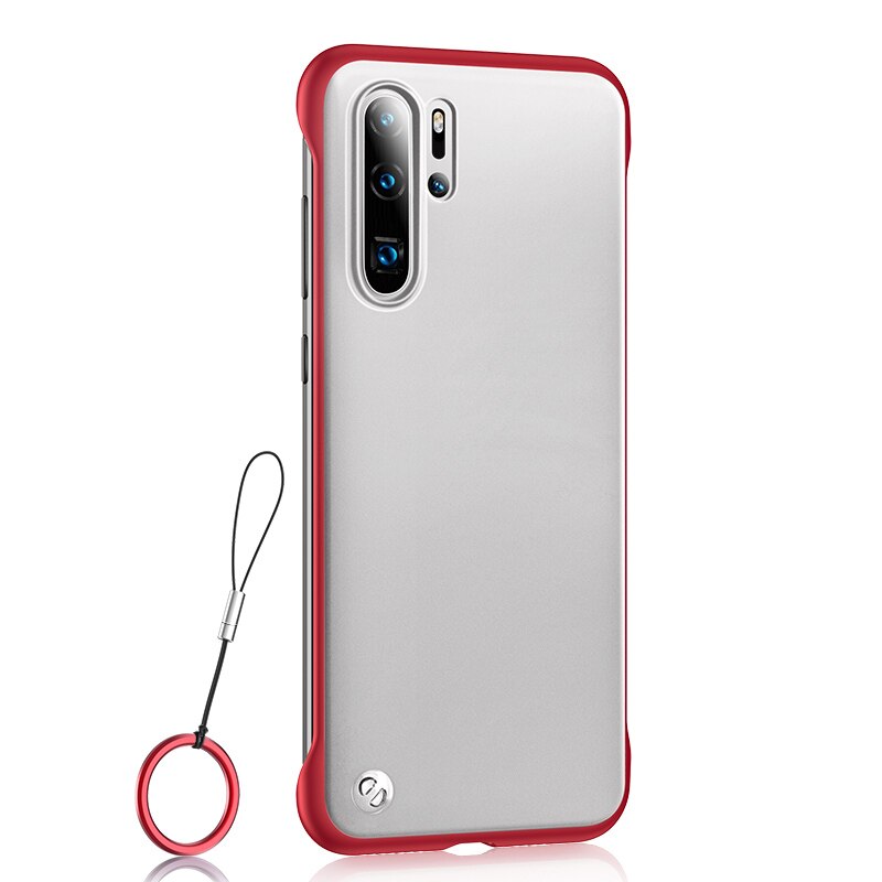 Luxe Randloos Telefoon Case Voor huawei p30 pro lite licht p30pro Frameloze Matte met Ring cover Voor huawei P30 lite P 30 30pro: for huawei p30 lite / red