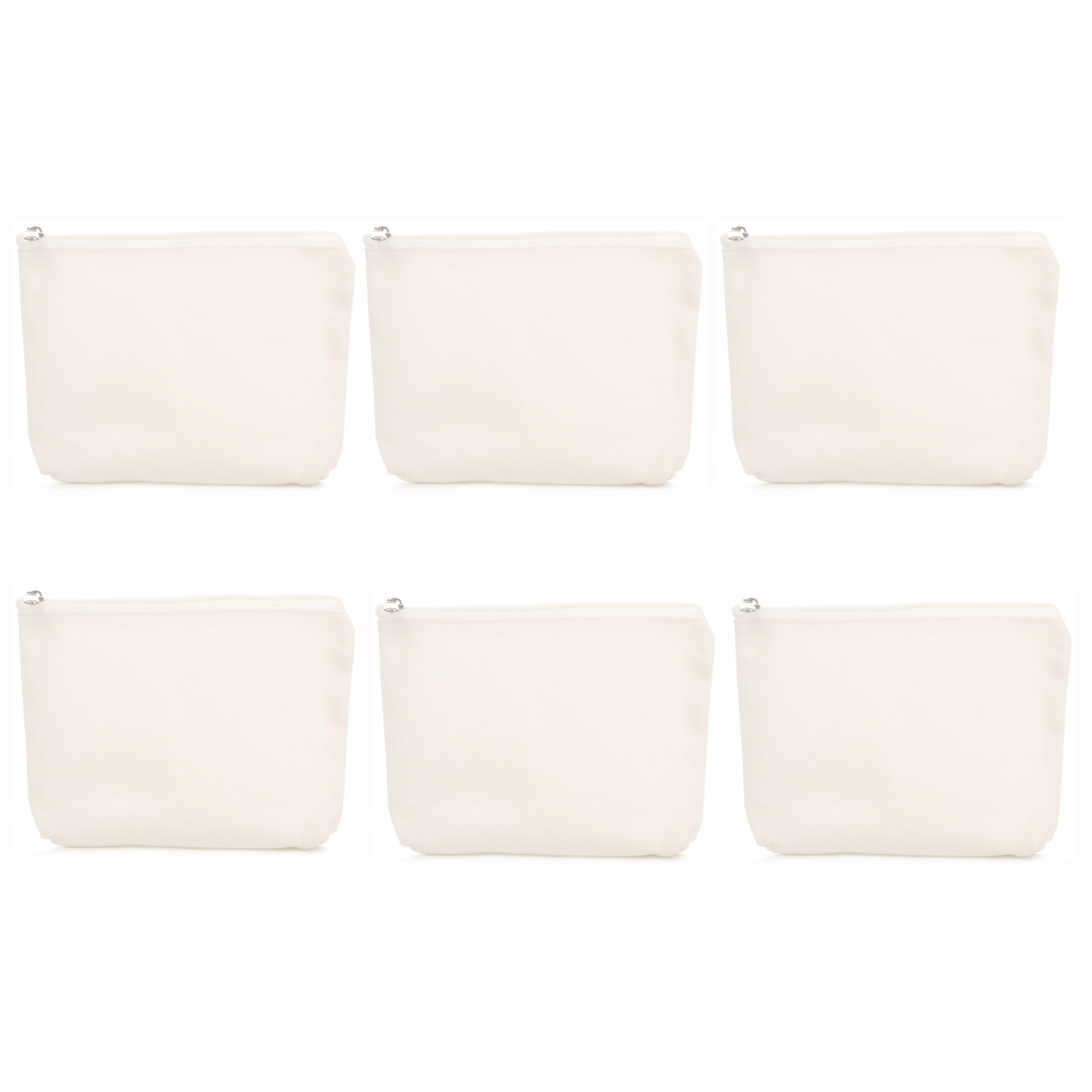 6 stks/partij Make-Up Tas DIY Katoen Zuiver Wit Rits Case Canvas eenvoudige Reizen Cosmetische Tas