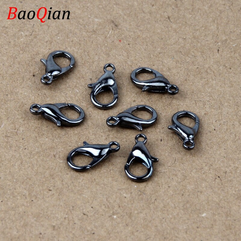 50PCS Alloy Lobster Clasp Hook For Jewelry Making DIY Necklace Bracelet Connector Closure Accessories: Gun Black