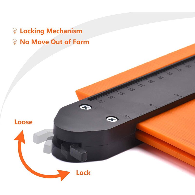 2 Pieces of Total Outline Measurement Plastic Ruler, Engraver with Lock, Engraver Tool, One 10 Inch, One 5 Inch, Orange