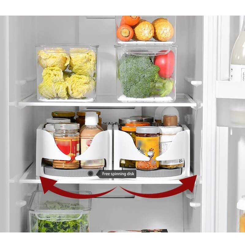 Dubbele Roller Roterende Opbergdoos Keuken Koelkast Drank Bier Rack Roto Caddy Swivel Organizer