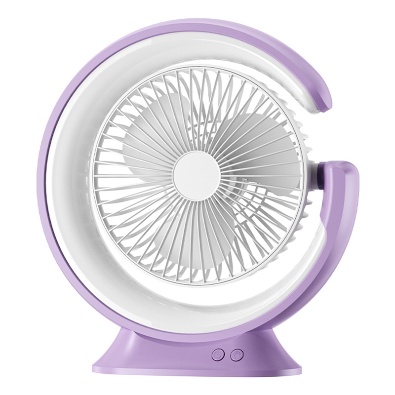 Desk Lamp Fan 2400Mah Desktop Runner Light Mini Handheld Electric Fan Practical 3 Speed Fan Easy To Use: PURPLE