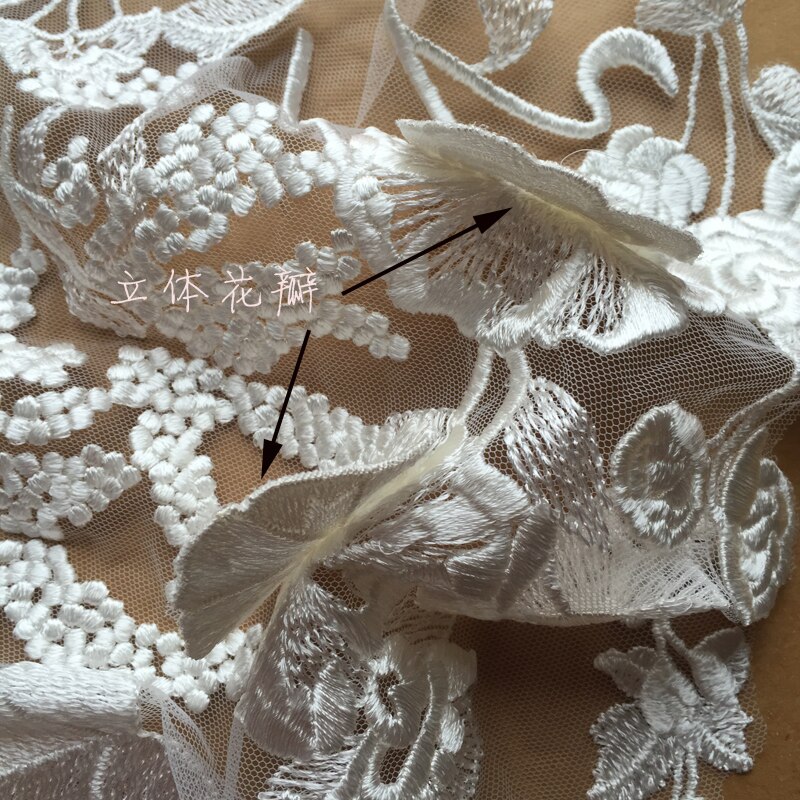 Thick Three-dimensional Petal Rayon Embroidery Stick DIY High Set Wedding Special Use DIY Lace Flower58*31cm 1piece