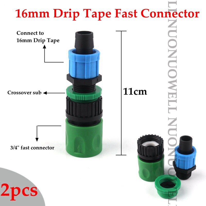 2 Stuks 16Mm Drip Tape Slang Connector Tuin Quick Connector Tuin Water Slang Adapter Connector Slang End Connector: A