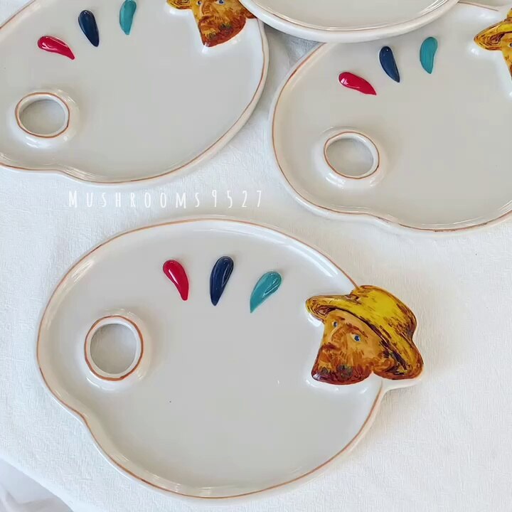 Funghi 9527 letterario Van Gogh piatto bella tavolozza di colori creativo piatto da Dessert in ceramica piatto di stoccaggio gioielli