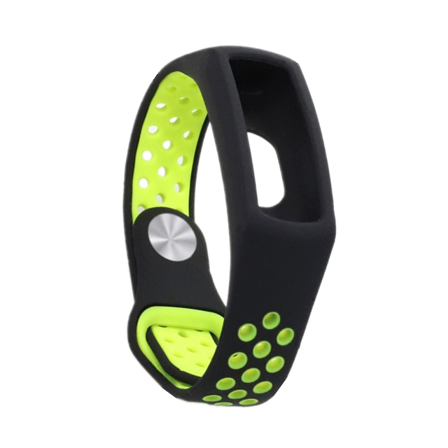 Correa de silicona para Huawei Honor Band 4 5 pulsera deportiva inteligente dos tonos porosa correa de reemplazo transpirable para Honor Band 3 4 Band5: black green