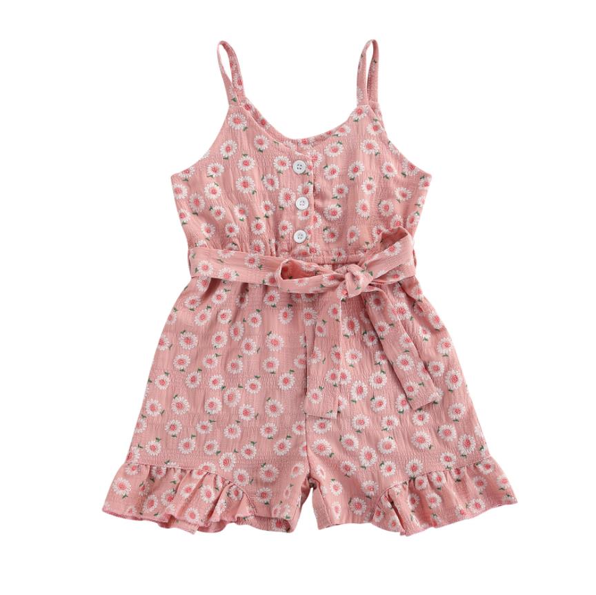 Combinaison sans manches pour petites filles, motif Floral, tenue d'été élégante