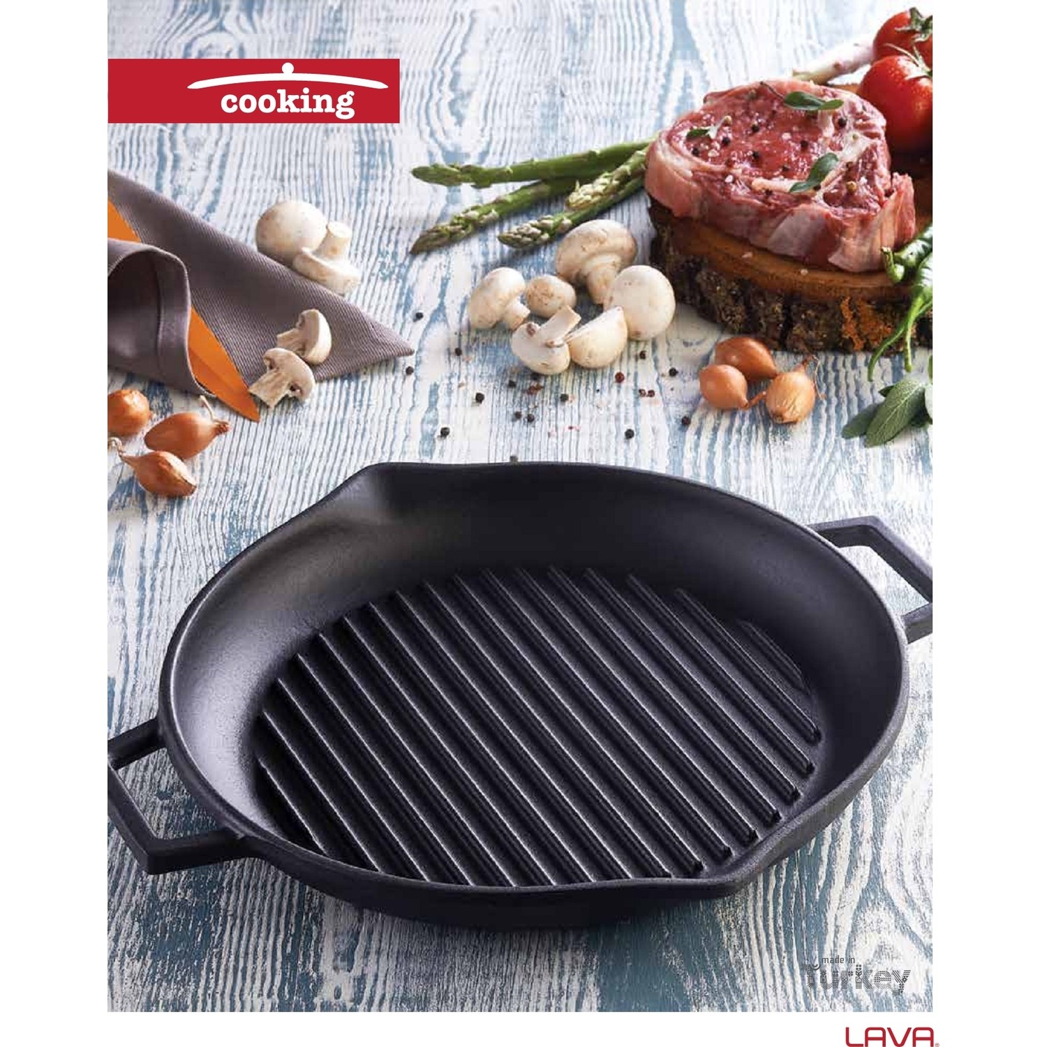Lava hybrid metal håndtag gryde grill 30 cm steak pande støbt iron gryde non-stick grillpande universal komfur køkkenudstyr