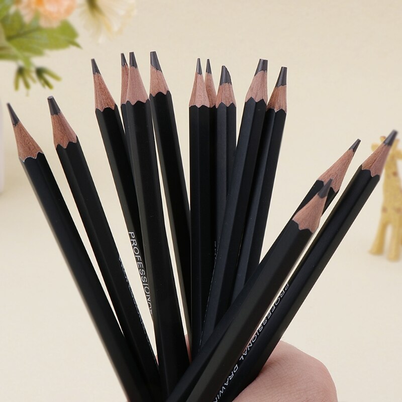 14 Pcs Sketch Art Drawing Pencil 12B 10B 8B 7B 6B 5B 4B 3B 2B 1B HB 2H 4H 6H K9FC