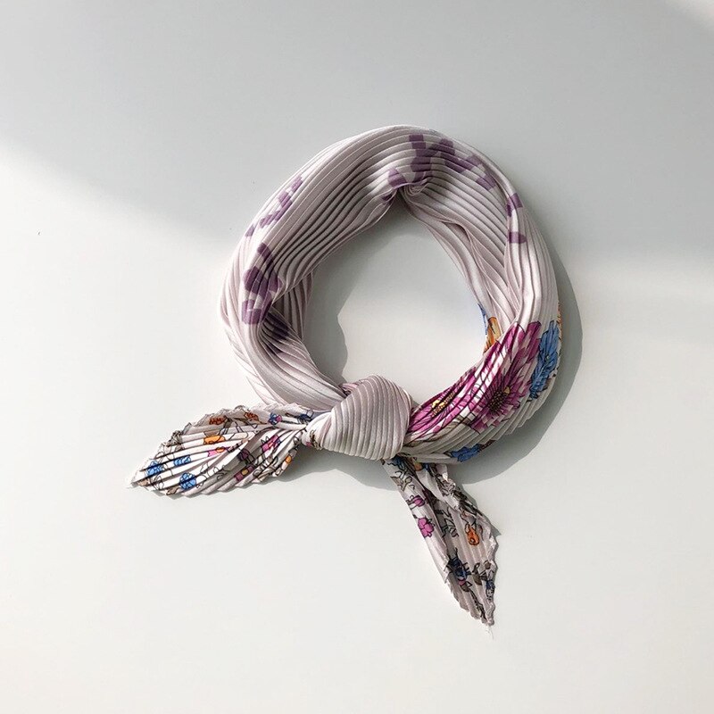 DVLWS gros soie-like femmes foulard plissé petit carré léopard imprimé écharpe cheveux bande décoration femmes écharpe: VIOLET